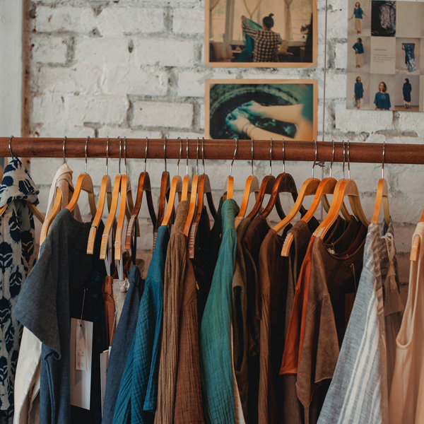 Kleiderbügel mit Oberteilen